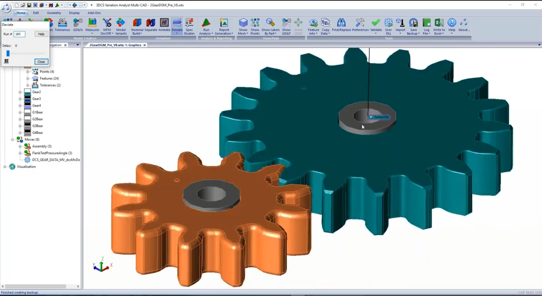 Multi-Gear Tooth Analysis - Multi-Contact Meshed Parts in 3DCS 