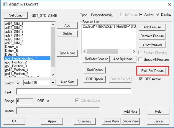 Creo GDandT Feature Pick Ref Datum