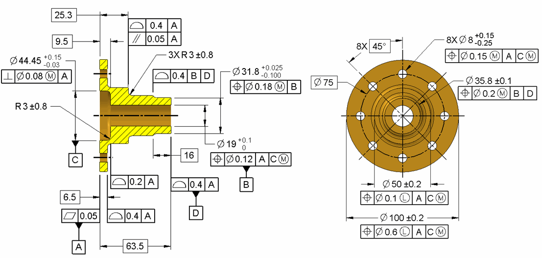 Flange GD&T Drawing Layout