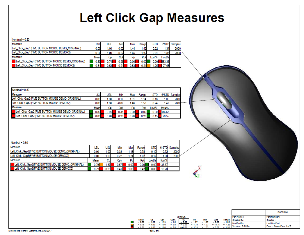 Left Click button measurements 